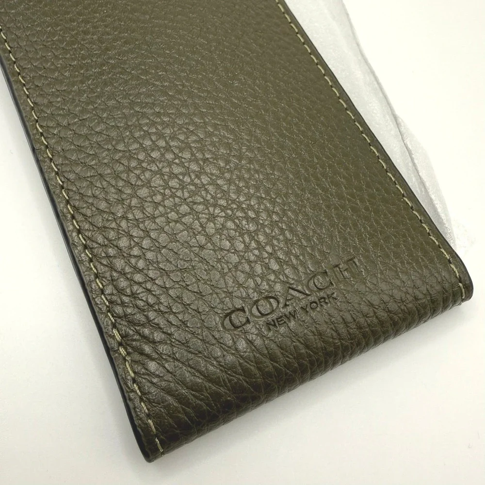 Coach C5766 Cargo Green Pebbled Leather Luggage Tag Travel ID Holder NWT